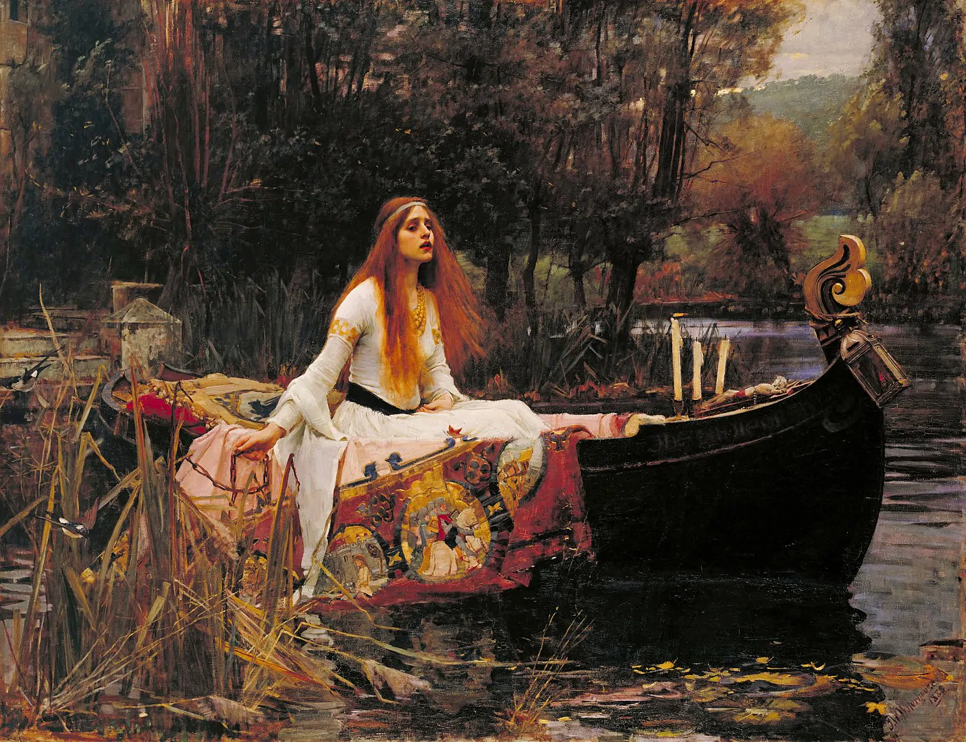 لوحة «السيدة شالوت» لجون ويليامز واترهاوس، من أبرز أمثلة استلهام مادة اللوحات الفنية من الشعر.