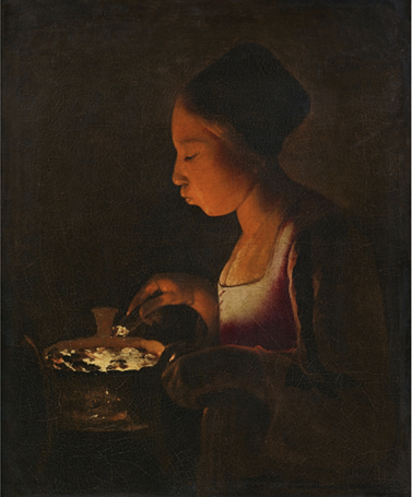 جورج دي لاتور، فتاة تزفر في الموقد، 1646-48.
